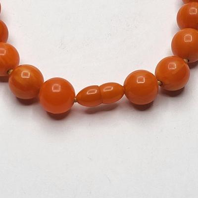 Coral Colored Bakelite? Coral Tulip Necklace & Vintage Ballerina Scarf