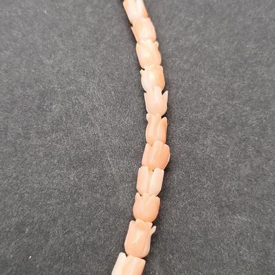 Coral Colored Bakelite? Coral Tulip Necklace & Vintage Ballerina Scarf