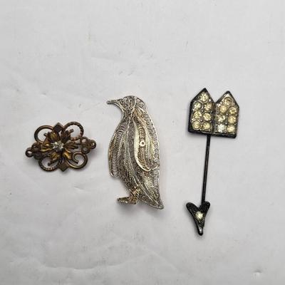 Antique Jewelry Includes Sterling Copper Rhinestone Gold