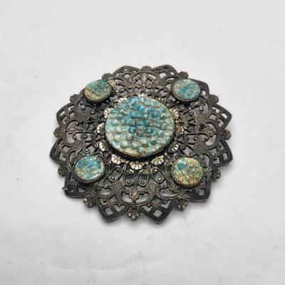 Antique Jewelry Includes Sterling Copper Rhinestone Gold