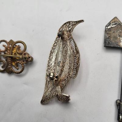 Antique Jewelry Includes Sterling Copper Rhinestone Gold