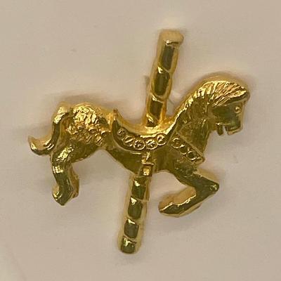 Gold Tone Carousel Horse Pin with Backing