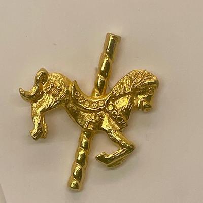 Gold Tone Carousel Horse Pin with Backing