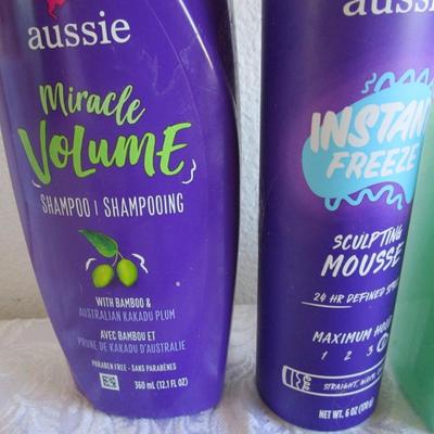 Shampoo, mousse, gel, hand soap, curling irons, metal comb