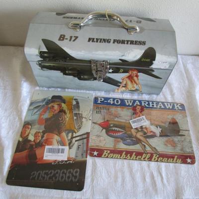 Sainty Art Works 24-040 Tool Box and 2 metal signs