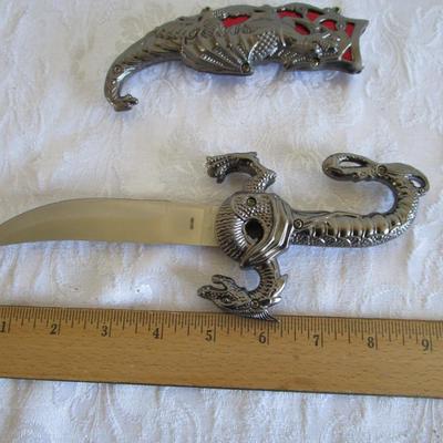 Red Inlay Fantasy Dragon Dagger with sheath
