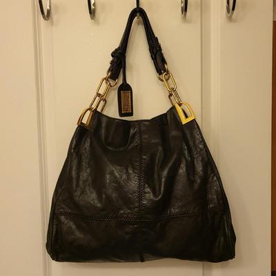 Badgley Mischka Distressed Black Leather Handbag