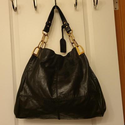 Badgley Mischka Distressed Black Leather Handbag
