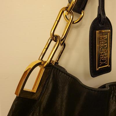 Badgley Mischka Distressed Black Leather Handbag