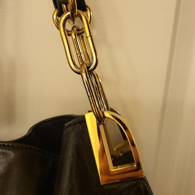 Badgley Mischka Distressed Black Leather Handbag