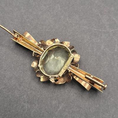 Antique T.Y.L. 14k Gold (585) Yellow Sapphire Brooch 8.8gr