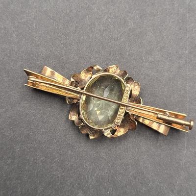 Antique T.Y.L. 14k Gold (585) Yellow Sapphire Brooch 8.8gr