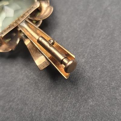 Antique T.Y.L. 14k Gold (585) Yellow Sapphire Brooch 8.8gr