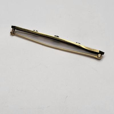 14k Gold & Blue Sapphire Antique Bar Pin 3.9gr