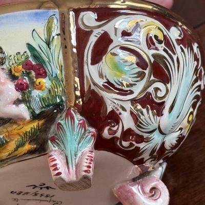 Vintage Footed Capodimonte Candy Dish w/ Lid No. 3161 Italy