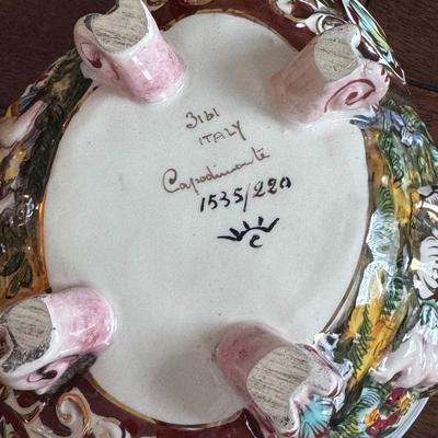 Vintage Footed Capodimonte Candy Dish w/ Lid No. 3161 Italy