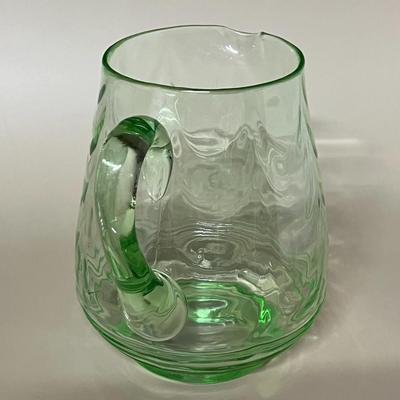 1920s Whitefriars England Depression Striated Green Uranium 2 Qt Glass Pitcher