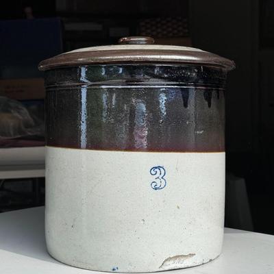 Antique 3 Gallon Stoneware Crock w/ Lid