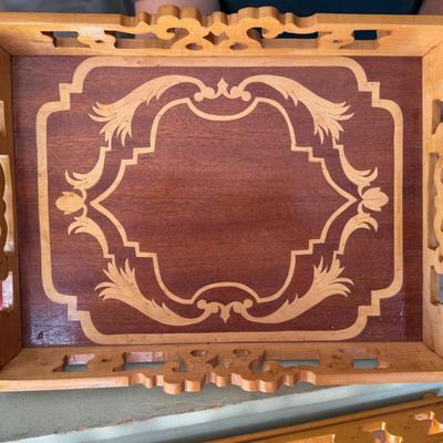 European Inlaid Wood Trays