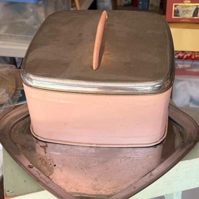 Mid-Century Pink & Chrome Beauty Ware Square Cake Carrier