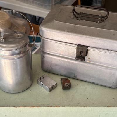 Vintage Galvenized Metal Lunchbox Set