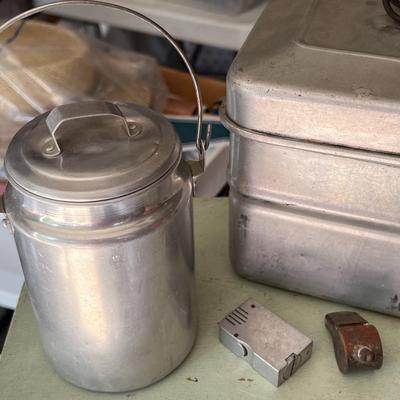Vintage Galvenized Metal Lunchbox Set