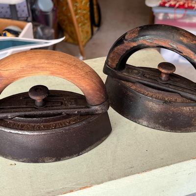 Antique Irons w/ Wood Handles