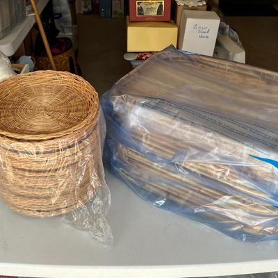 Wicker Trays and Plate Holders Lot