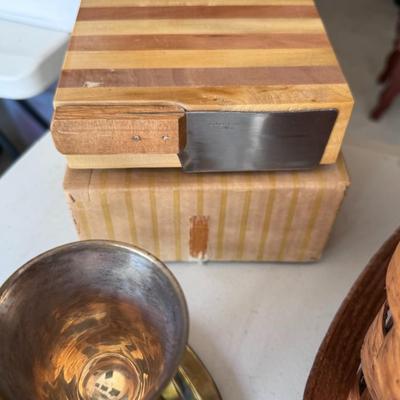 Picnic Basket and Silver 5-Piece Wine Set Lot