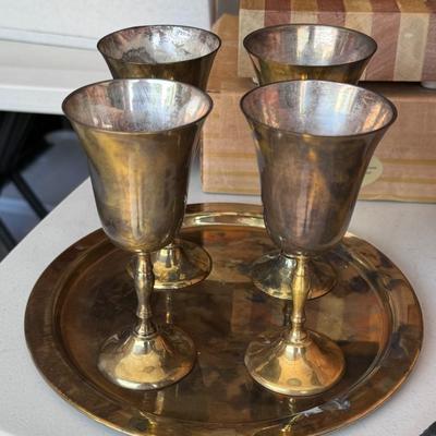 Picnic Basket and Silver 5-Piece Wine Set Lot