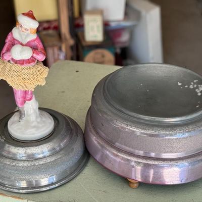 Musical Trinket Container and Silver Rimmed Glass Bowl