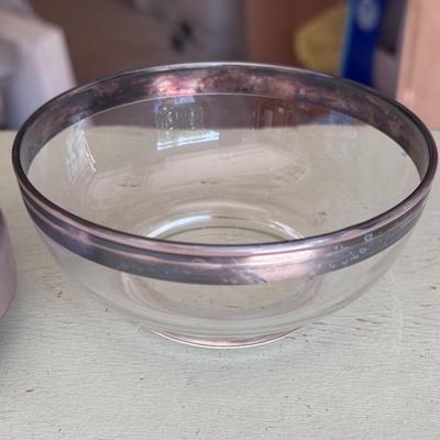 Musical Trinket Container and Silver Rimmed Glass Bowl