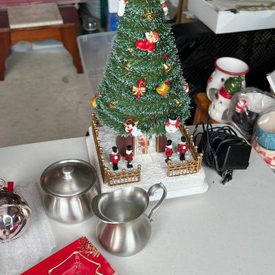 Misc Holiday Lot w/ Pewter Cream and Sugar Set