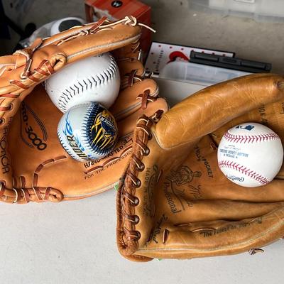 Baseball Gloves and Clock Lot