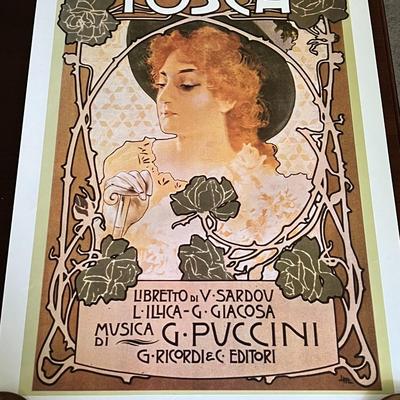 3 Prints of Operas by G. Puccini- 2 of 3 framed