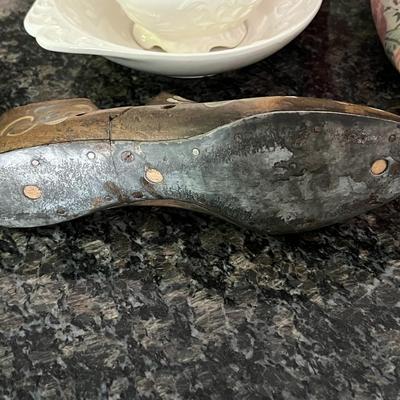 Hand Painted Wooden Shoe Stretcher, Floral Cat, and Decorative Water Pitcher Set