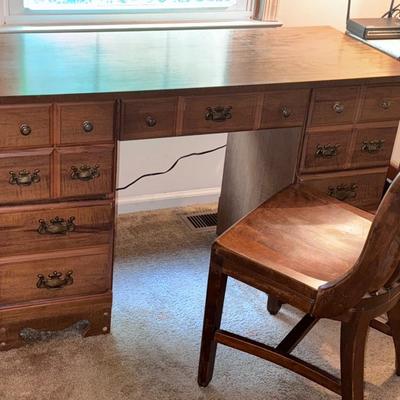 Wood Desk w/ Sikes Solid Wood Office Chair