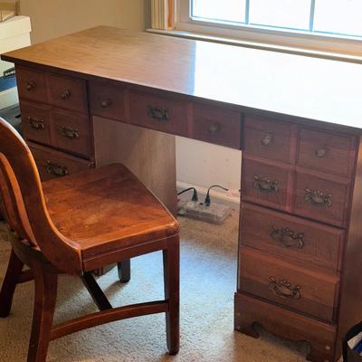 Wood Desk w/ Sikes Solid Wood Office Chair