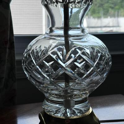 Vintage Cut Crystal and Brass Table Lamps- Set of 2