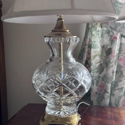 Vintage Cut Crystal and Brass Table Lamps- Set of 2