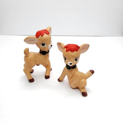 Vintage Posing Porcelain Christmas Deer Figures