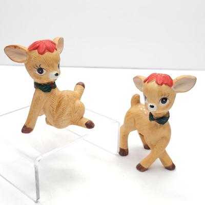 Vintage Posing Porcelain Christmas Deer Figures