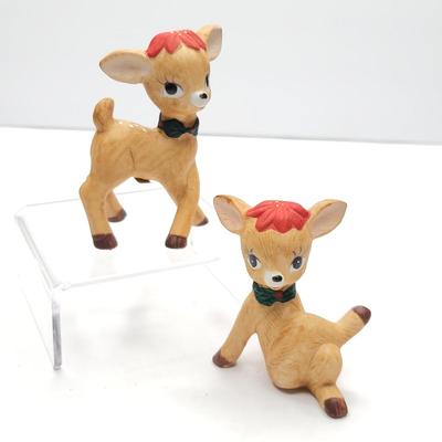 Vintage Posing Porcelain Christmas Deer Figures