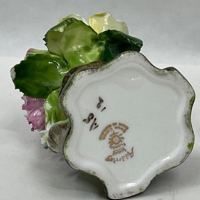 Vintage Petite Porcelain Adderley Floral Bone China Flower Bouquet Made In England Pink Yellow Tree