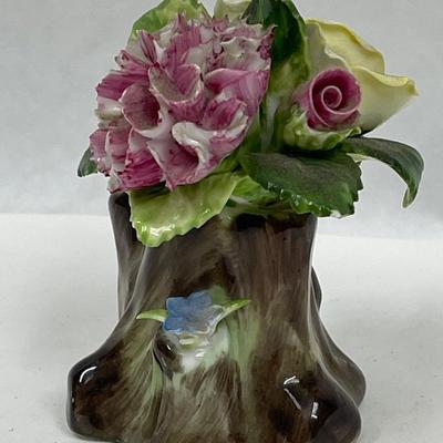 Vintage Petite Porcelain Adderley Floral Bone China Flower Bouquet Made In England Pink Yellow Tree