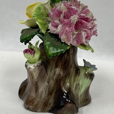 Vintage Petite Porcelain Adderley Floral Bone China Flower Bouquet Made In England Pink Yellow Tree