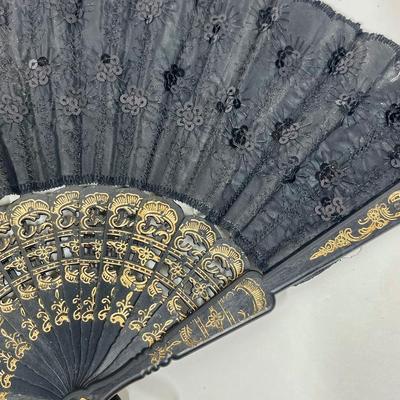 Vintage Black folding Hand Fan