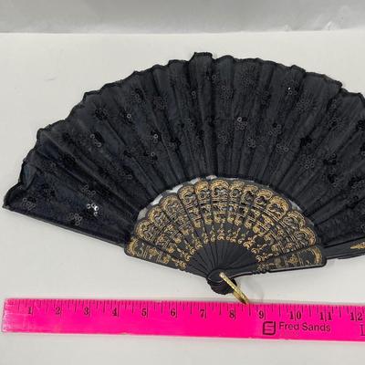 Vintage Black folding Hand Fan