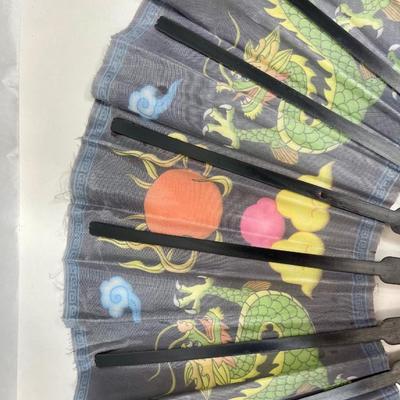 Vintage Green Dragon Folding Hand Fan