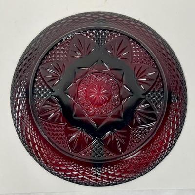 Ruby Red Divided Plate 10" dia. Pressed Glass